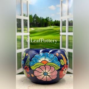 Luna Talavera Handmade Multi Colored Ceramic Planter Pot